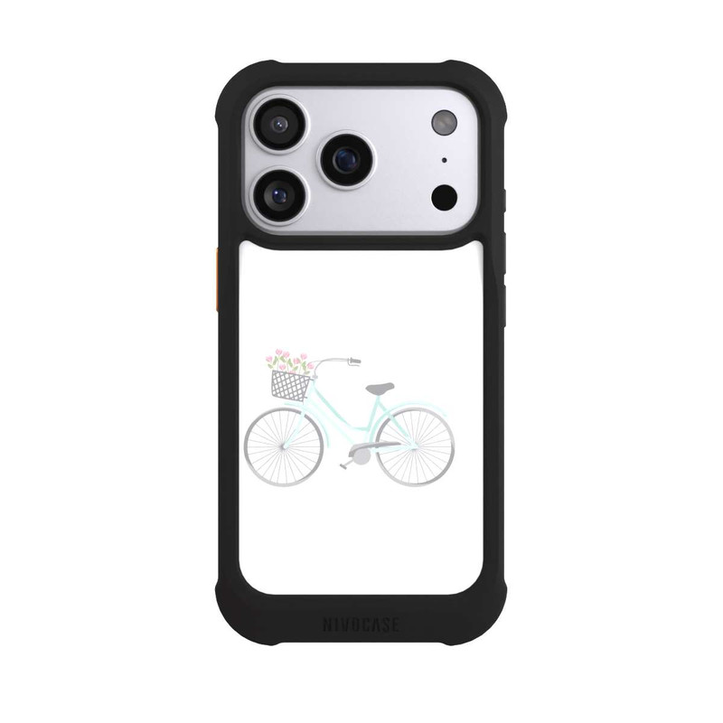 iPhone 17 Pro NIVOmax Retro Fahrrad weißer Hintergrund 