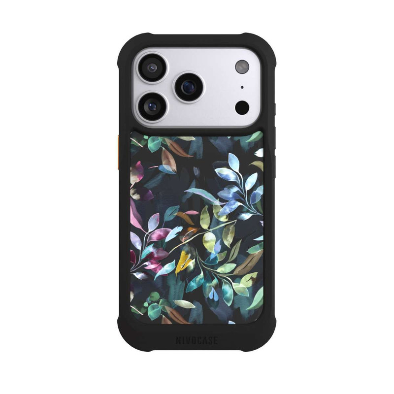 iPhone 17 Pro NIVOmax Mystische Aquarellblätter schwarz
