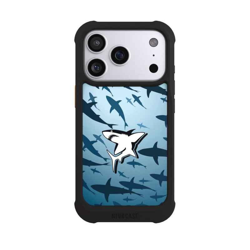 iPhone 17 Pro NIVOmax Haie Muster Blau