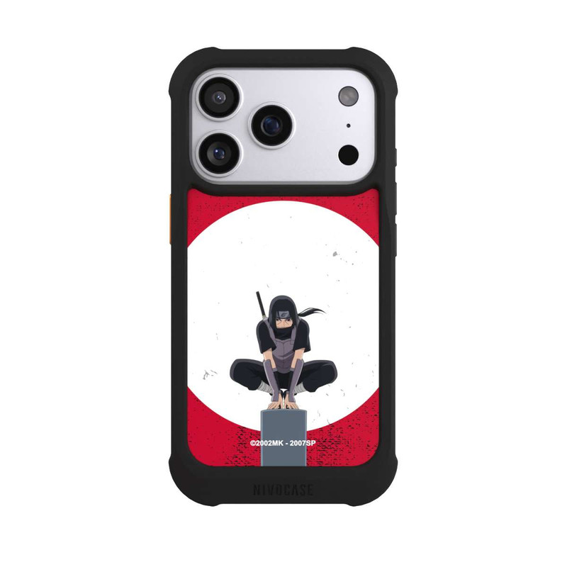 iPhone 17 Pro NIVOmax Itachi Uchiha symbol red background