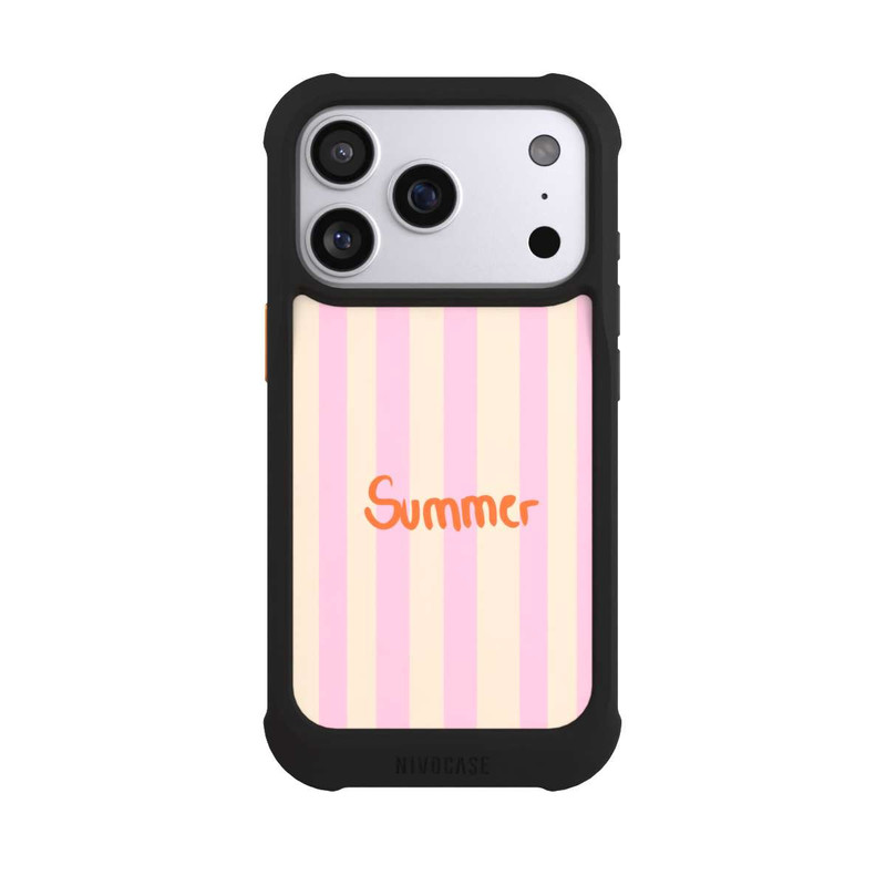 iPhone 17 Pro NIVOmax Summer- Rosa und Orange Streifen Hintergrund