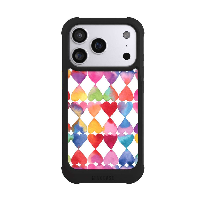 iPhone 17 Pro NIVOmax Buntes Herz Watercolor Muster