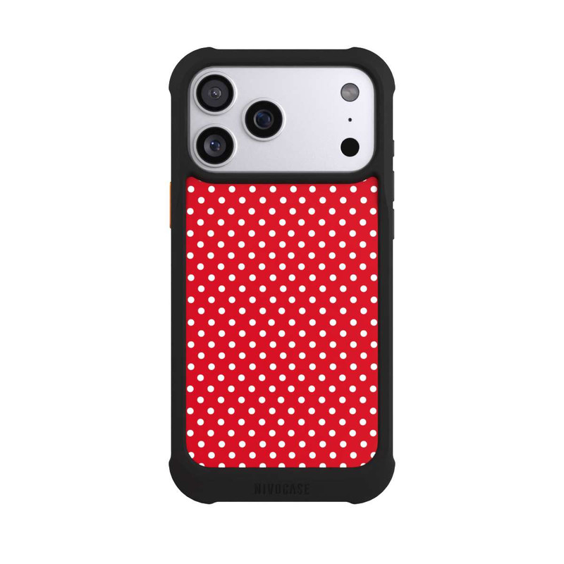 iPhone 17 Pro Max NIVOmax Polka Dots Dunkelrot und Weiß