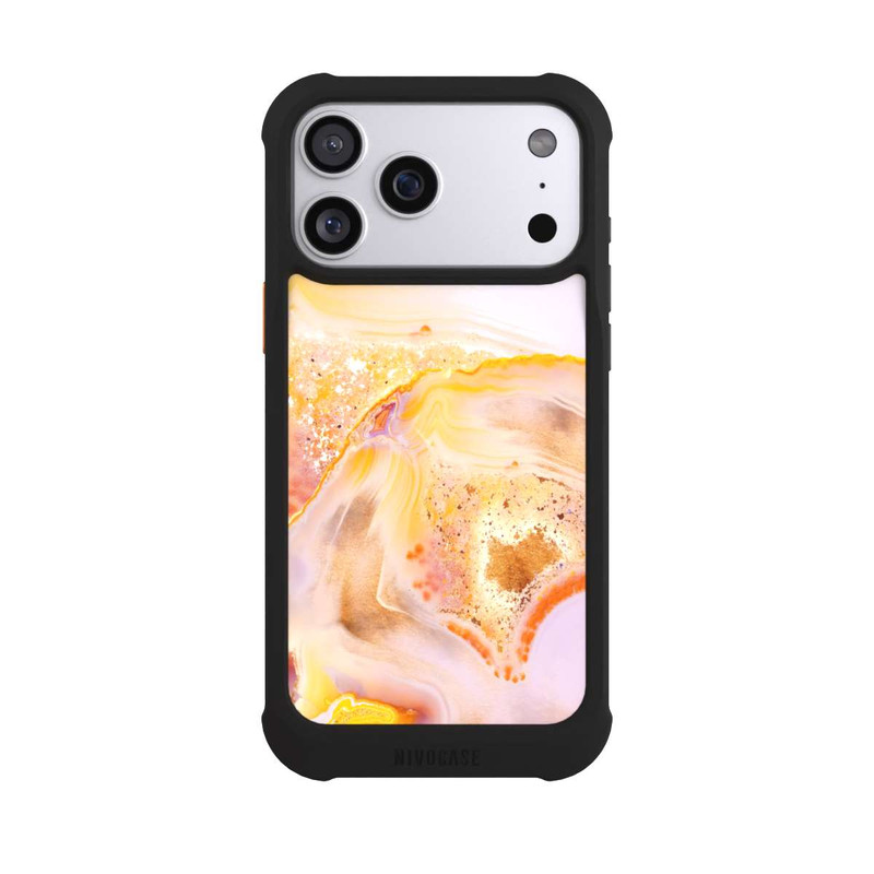 iPhone 17 Pro Max NIVOmax Orangefarbener Glitzer Marmorlook