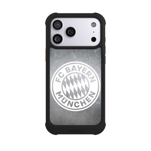 Apple iPhone 17 Pro Max NIVOmax Klassisches FCB Logo Klein - Weiß auf Metalllook