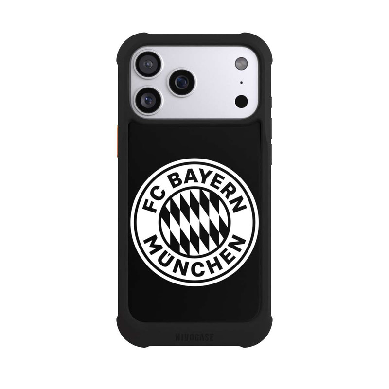 iPhone 17 Pro Max NIVOmax Klassisches FCB Logo Klein - Weiß auf Schwarz