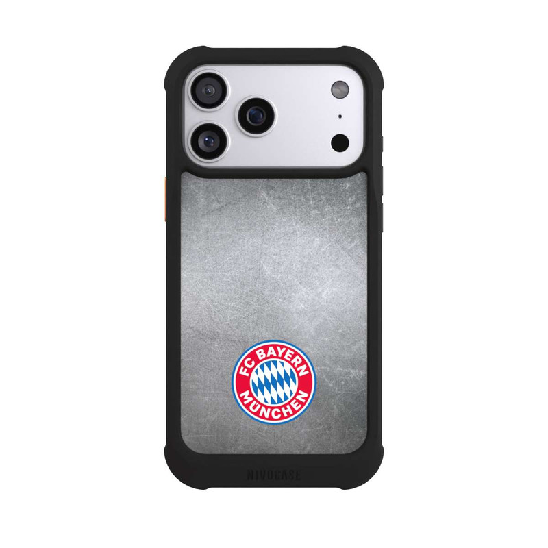 iPhone 17 Pro Max NIVOmax Klassisches FCB Logo Klein - Bunt auf Metalllook