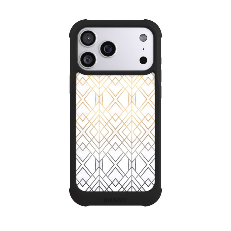 iPhone 17 Pro Max NIVOmax Gold and Grey Geo Print