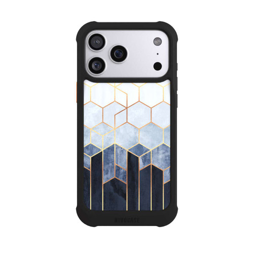 Apple iPhone 17 Pro Max NIVOmax Blauer Farbverlauf Sechsecke Golddruck