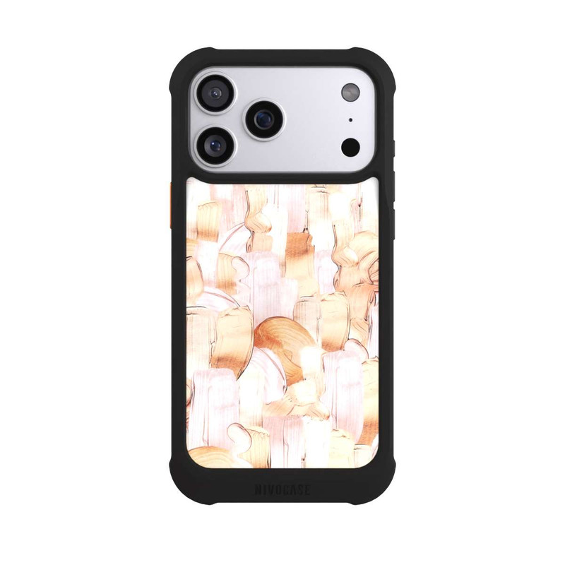 iPhone 17 Pro Max NIVOmax Motif de pinceau blanc/or