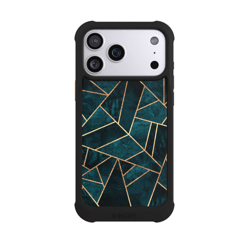 iPhone 17 Pro Max NIVOmax Tief Blaugrün Stein Gold Druck
