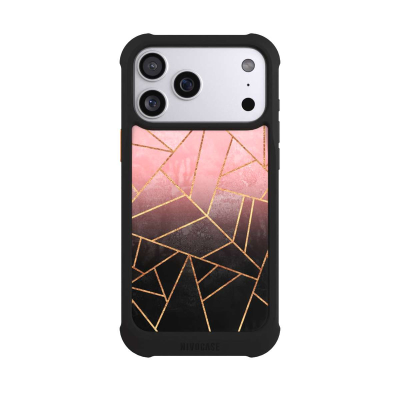 iPhone 17 Pro Max NIVOmax Pinker und Schwarzer Stein Gold Druck