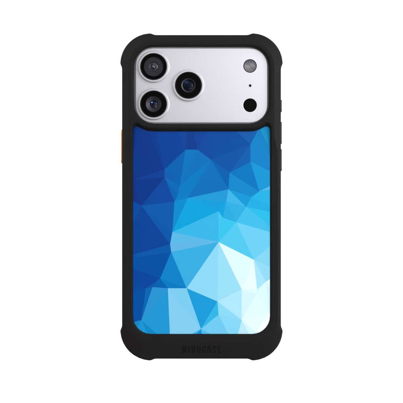 iPhone 17 Pro Max NIVOmax Mosaïque Polygonale Bleue