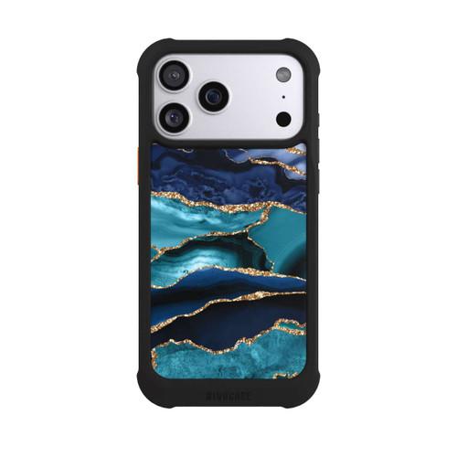 Apple iPhone 17 Pro Max NIVOmax Dark and Light Blue Marble Gold Glitter Look