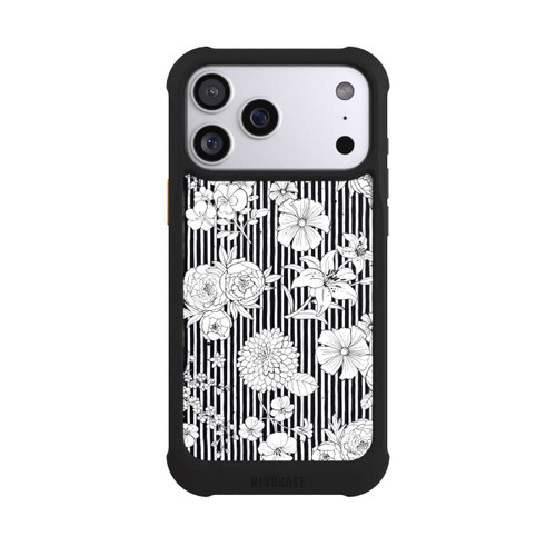 Apple iPhone 17 Pro Max NIVOmax Blumen und Streifen Schwarz und Weiß