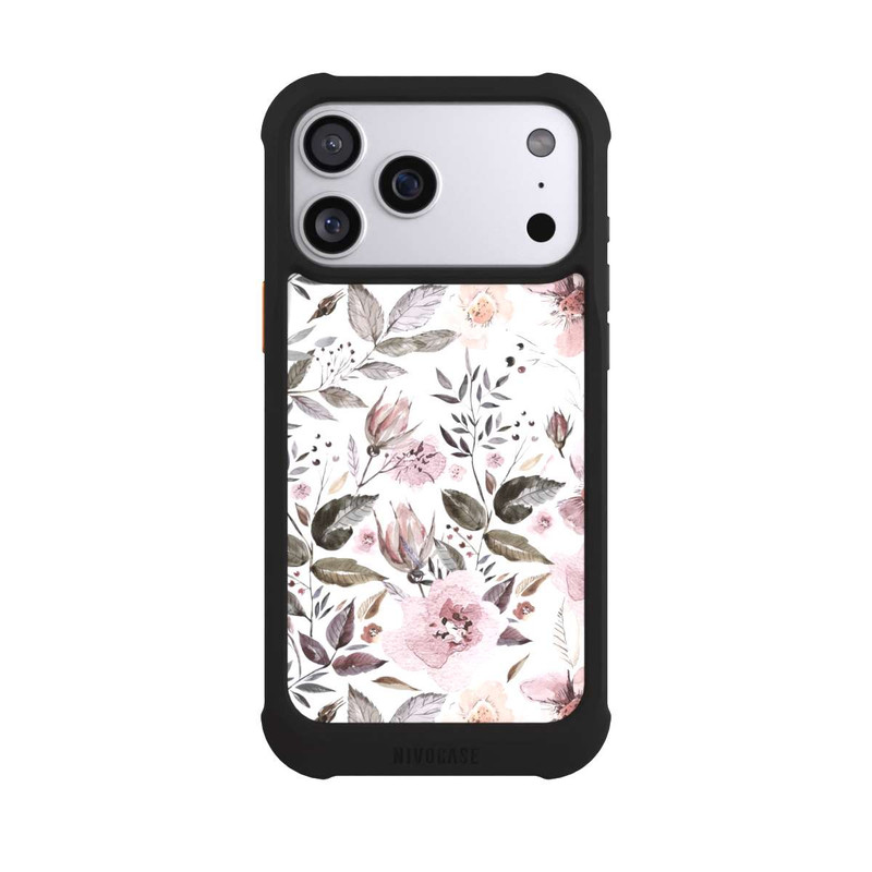 iPhone 17 Pro Max NIVOmax Aquarelle Fleurs Roses Brunes