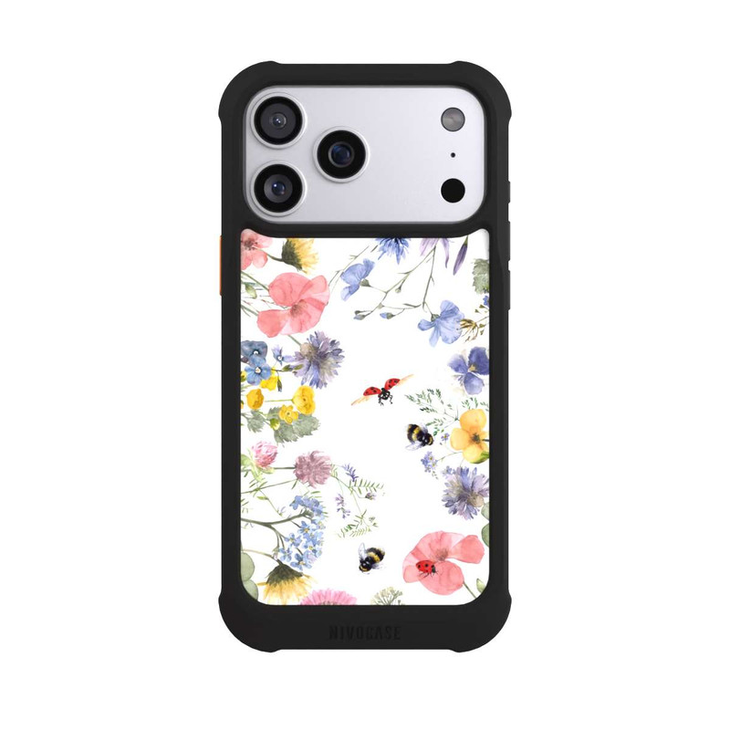 iPhone 17 Pro Max NIVOmax Bunte Frühlingsblumen und Bienen
