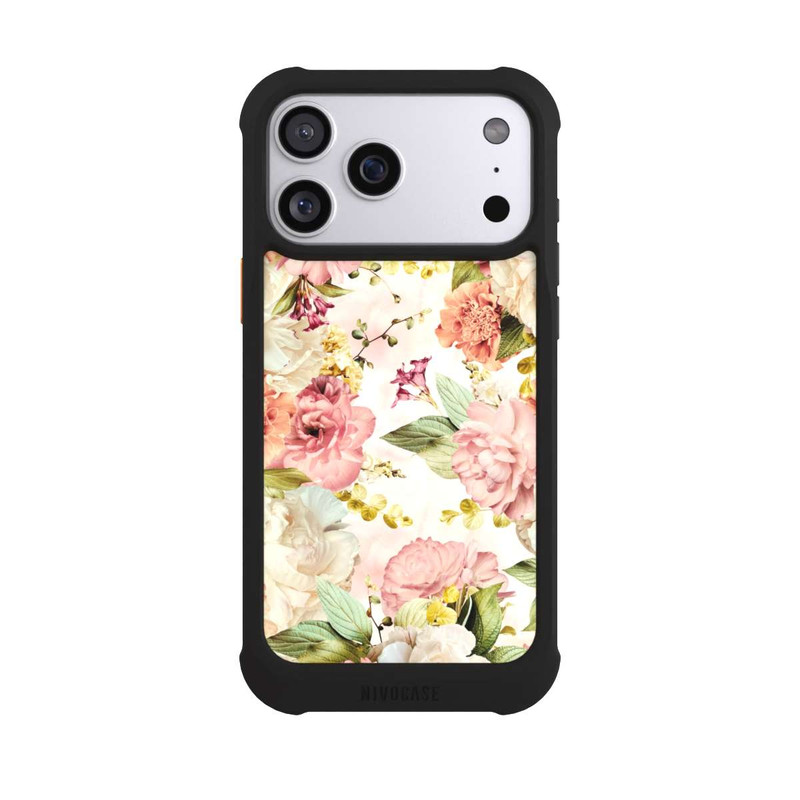 iPhone 17 Pro Max NIVOmax Cadre fleur pivoines beige