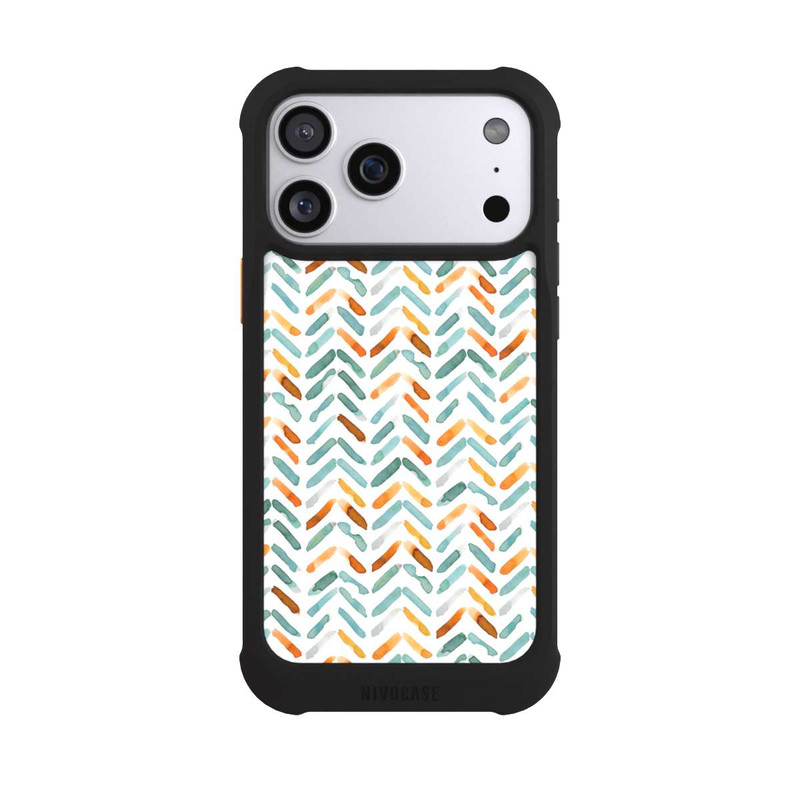 iPhone 17 Pro Max NIVOmax Elegant Fall Chevron Blue Orange