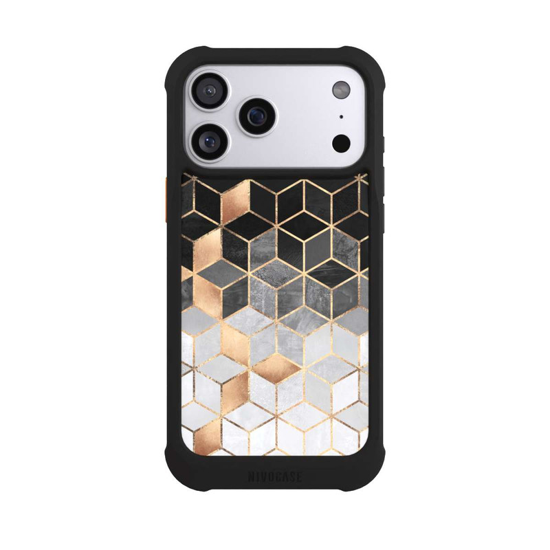 iPhone 17 Pro Max NIVOmax Würfel dunkel und gold