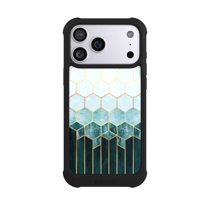 iPhone 17 Pro Max NIVOmax Blaugrüne Sechsecke