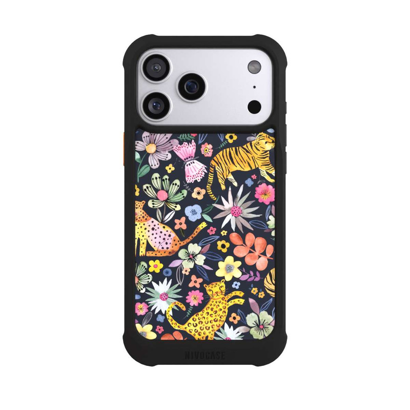 iPhone 17 Pro Max NIVOmax Frühlingsblumen mit Tiger schwarz