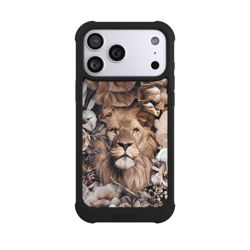 iPhone 17 Pro Max NIVOmax Löwe Blumenrahmen Beige