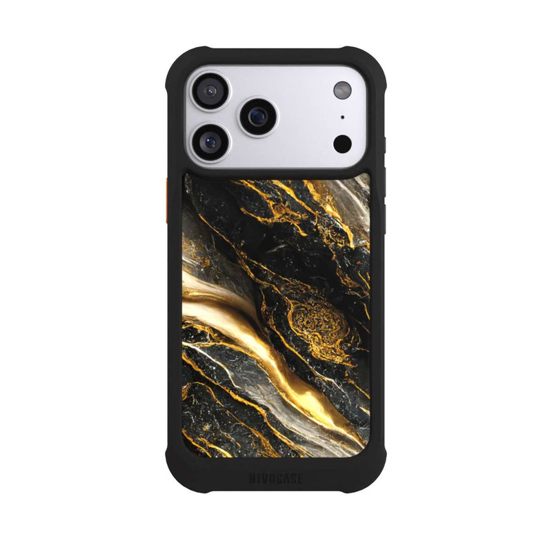 iPhone 17 Pro Max NIVOmax Black Marble Gold Print Layers