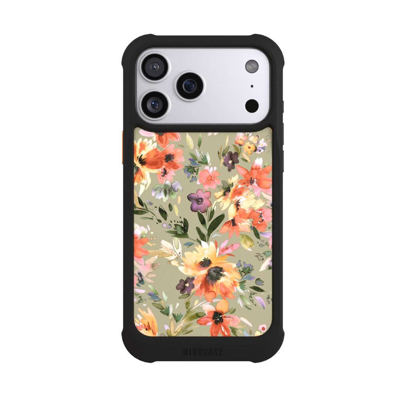 iPhone 17 Pro Max NIVOmax Malerische tropische Blumen Salbeigrün