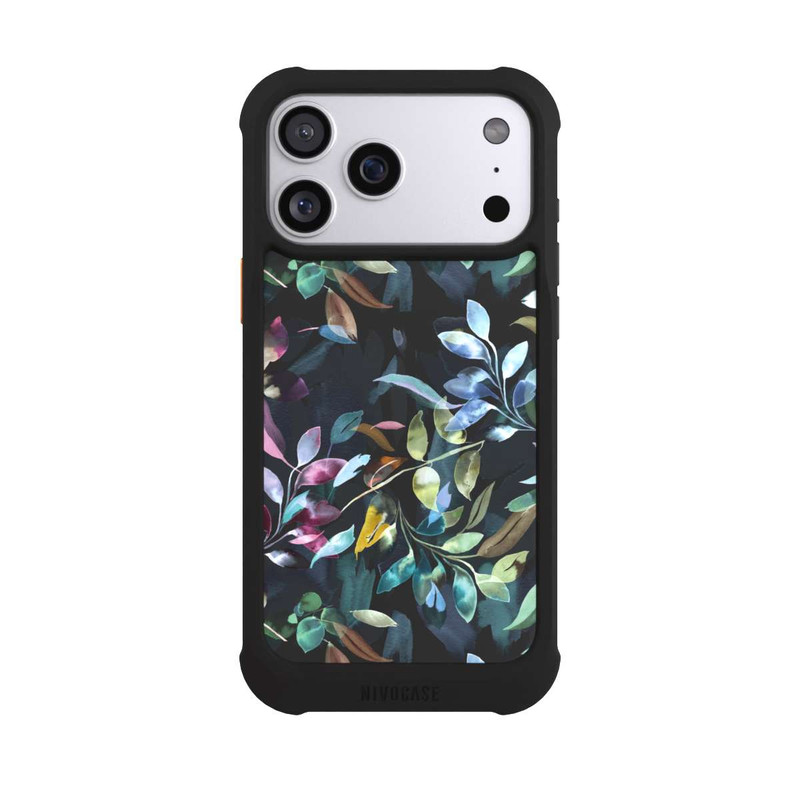 iPhone 17 Pro Max NIVOmax Aquarelle Feuilles Mystiques Noir