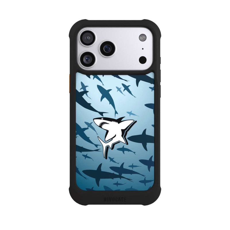 iPhone 17 Pro Max NIVOmax Haie Muster Blau