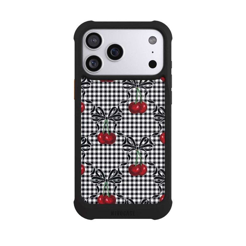iPhone 17 Pro Max NIVOmax Kirschen Muster Schwarz