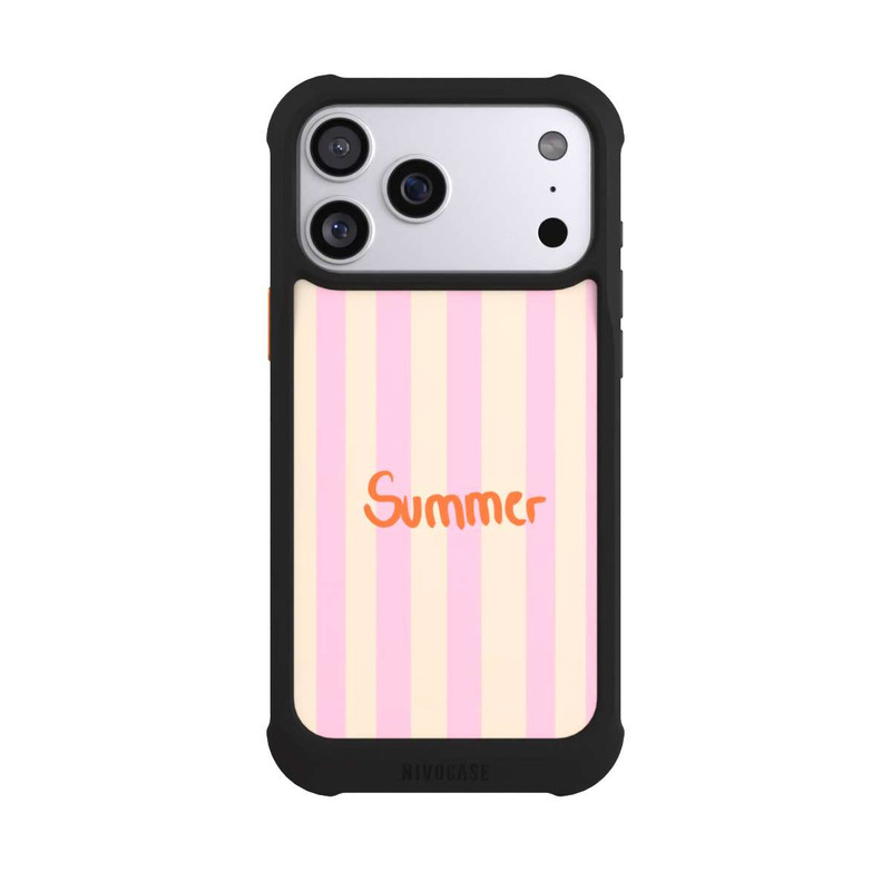 iPhone 17 Pro Max NIVOmax Summer- Rosa und Orange Streifen Hintergrund