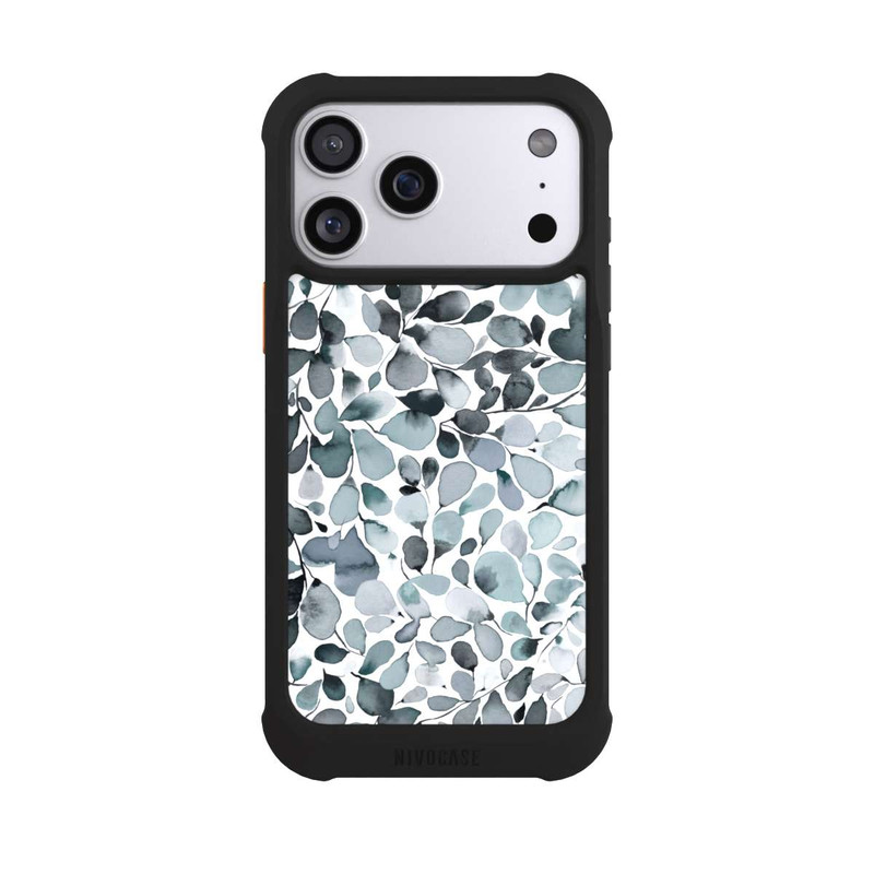 iPhone 17 Pro Max NIVOmax Eucalyptus Watercolor Leaves Grey