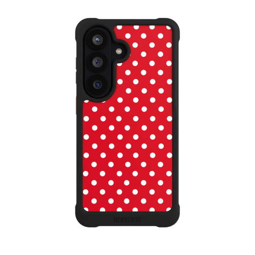 Samsung Galaxy S26 NIVOmax Polka Dots Dark Red and White