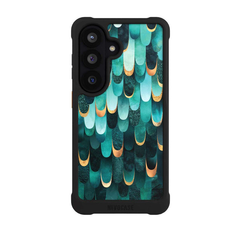 Galaxy S26 NIVOmax Feathered Turquoise Gold Print