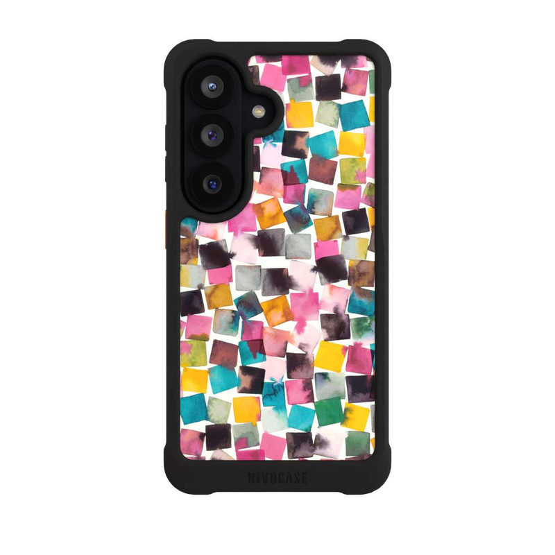 Galaxy S26 NIVOmax Watercolor Geometric Plaids Pink