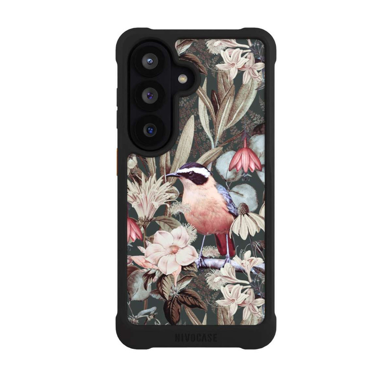 Galaxy S26 NIVOmax Orangefarbener Vogel im Vintage Blumenmuster