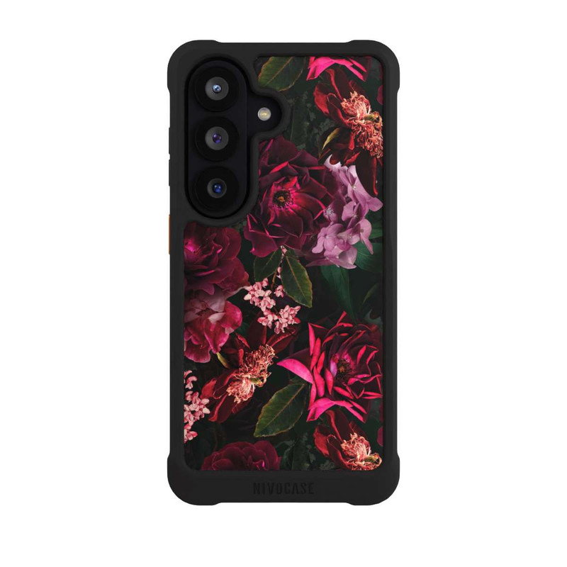 Galaxy S26 NIVOmax Dunkelrote und rosa Blüten
