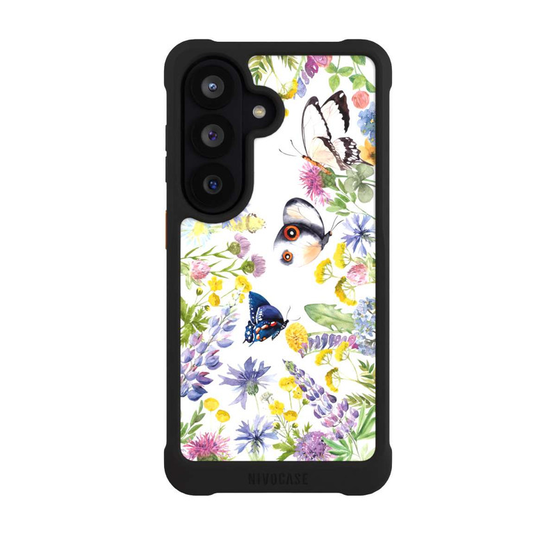 Galaxy S26 NIVOmax Bunte Frühlingsblumen und Schmetterlinge