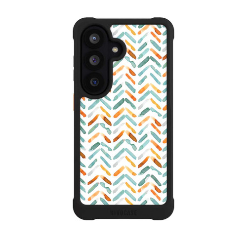 Samsung Galaxy S26 NIVOmax Elegantes Herbstchevron Blau Orange