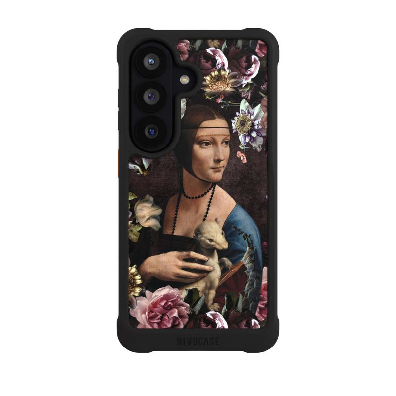 Galaxy S26 NIVOmax Dame avec hermine aux roses 