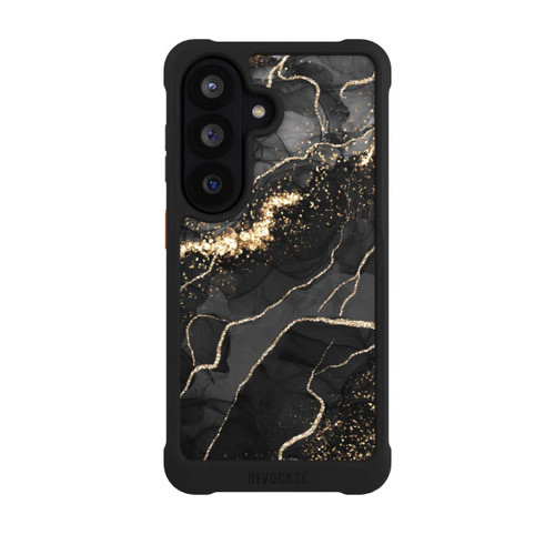 Samsung Galaxy S26 NIVOmax Look Spirales de Marbre Sombre &amp; Or