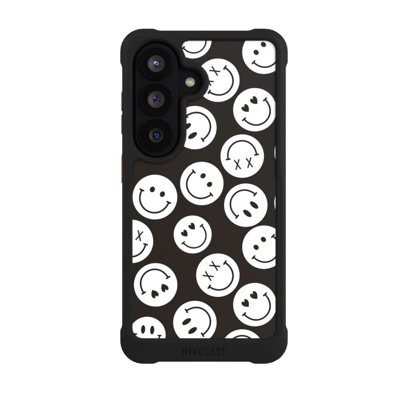 Galaxy S26 NIVOmax Smiles Emotes Pattern Black And White