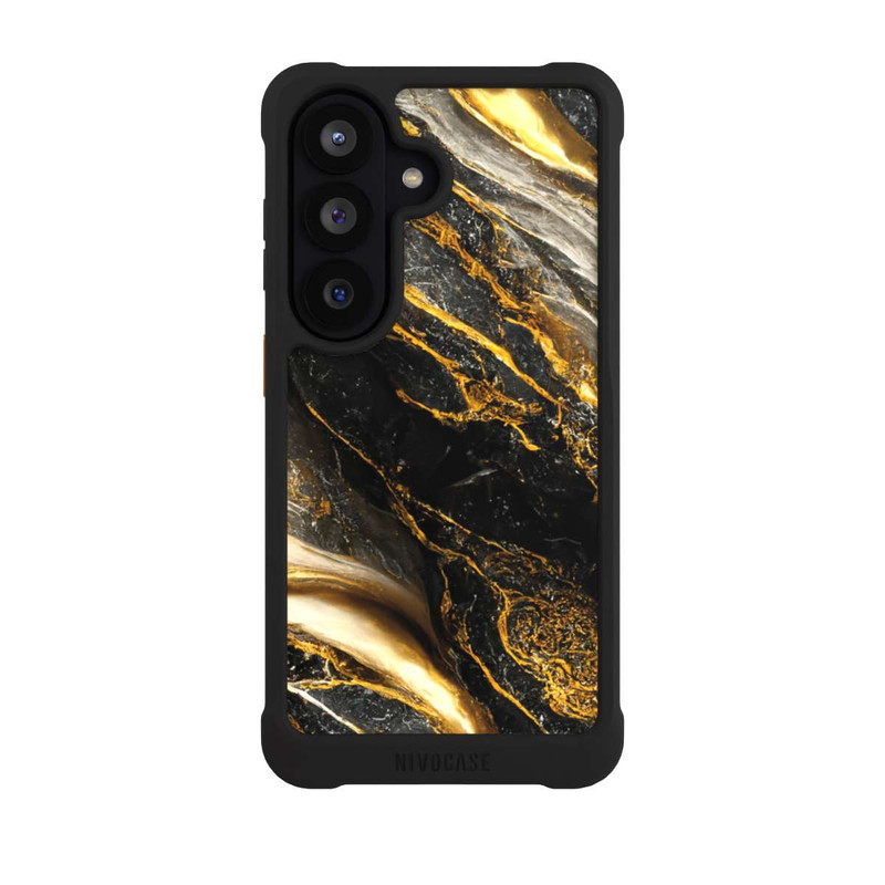 Galaxy S26 NIVOmax Black Marble Gold Print Layers