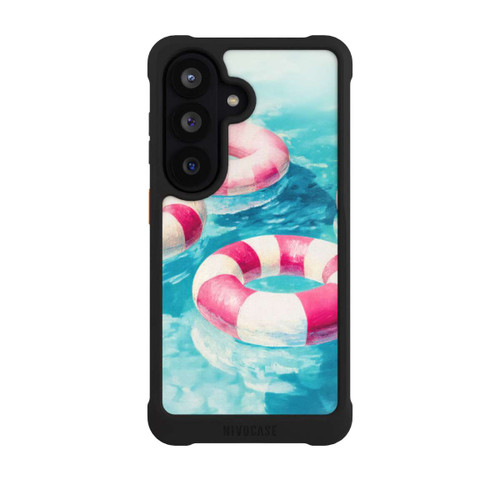 Samsung Galaxy S26 NIVOmax Gestreifte Schwimmringe im Pool