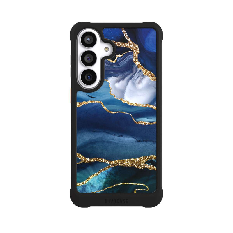 Galaxy S26+ NIVOmax Blue Marble Gold Glitter Look