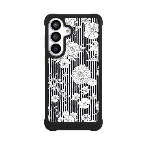 Samsung Galaxy S26+ NIVOmax Blumen und Streifen Schwarz und Weiß