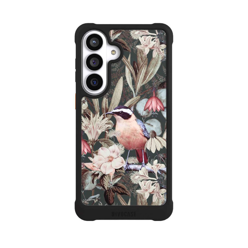 Galaxy S26+ NIVOmax Orangefarbener Vogel im Vintage Blumenmuster