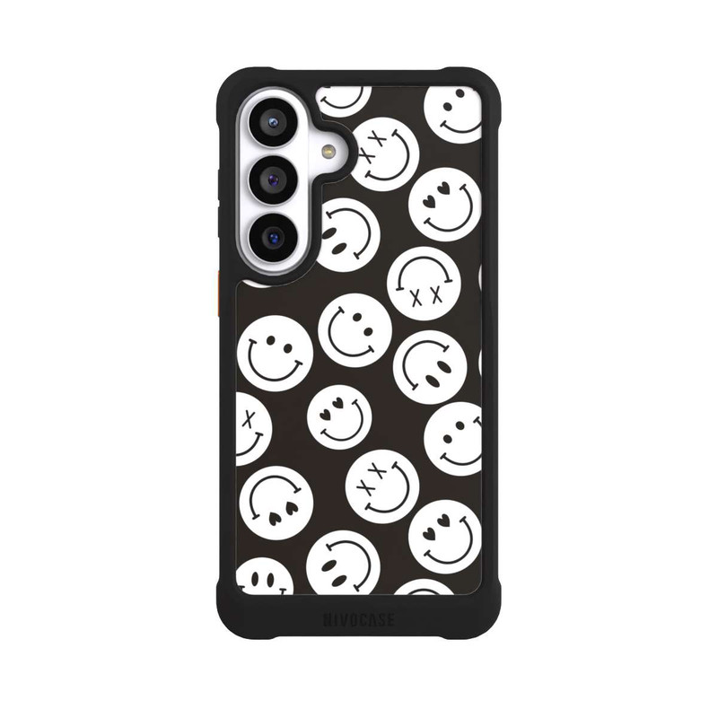 Galaxy S26+ NIVOmax Smiles Emotes Pattern Black And White